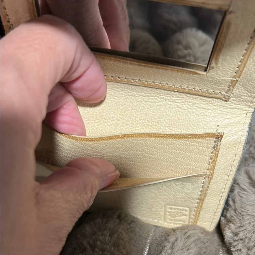 Cream and Brown Leather Wallet with Intricate Design